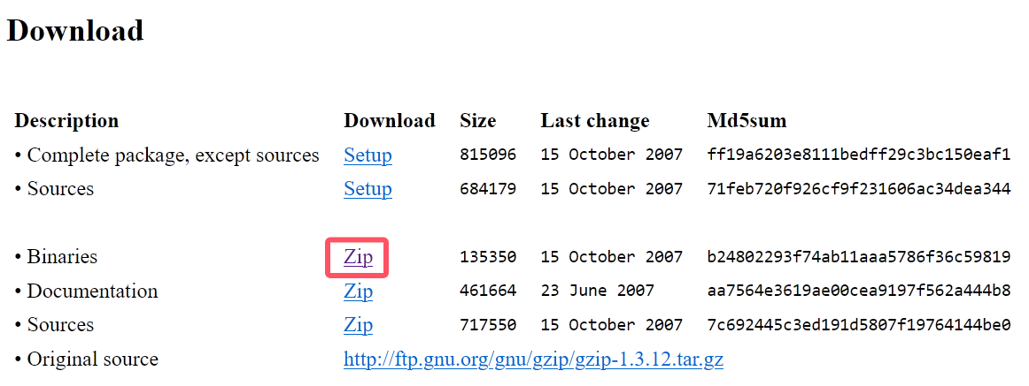 download gzip.exe