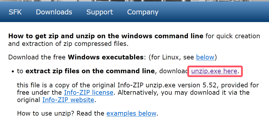 download unzip.exe